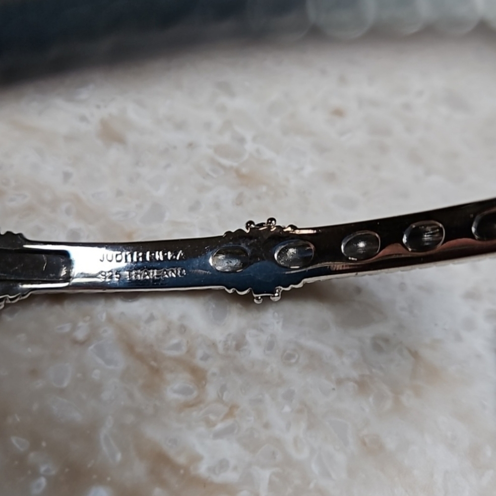 Judith Ripka 925 Silver Ruby Hinged Banglenwot - image 2